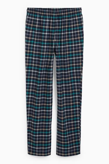 Men - Flannel pyjama bottoms - check - dark blue