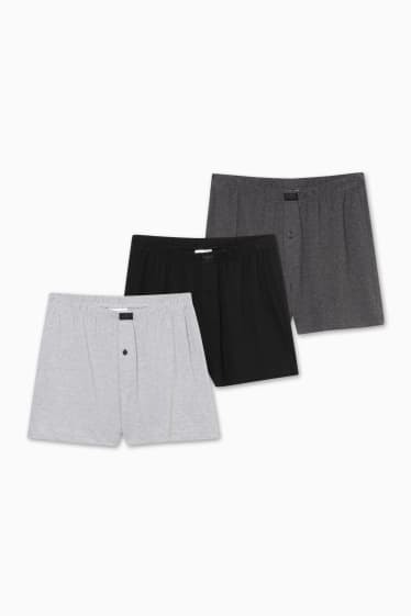 Heren - Set van 3 - boxershorts - jersey - grijs / zwart