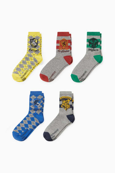 Children - Multipack of 5 - Harry Potter - socks with motif - gray-melange