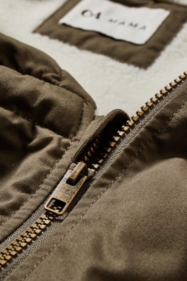 Dámské - Těhotenská parka s kapucí - nosící - zelená