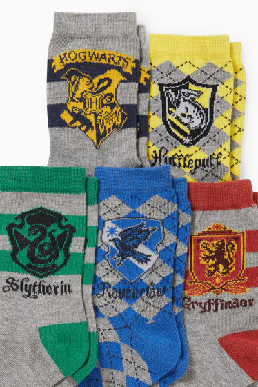 Children - Multipack of 5 - Harry Potter - socks with motif - gray-melange