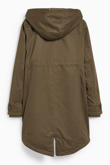Dámské - Těhotenská parka s kapucí - nosící - zelená
