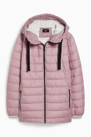 Damen - Steppjacke mit Kapuze - rosa