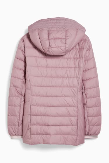 Damen - Steppjacke mit Kapuze - rosa