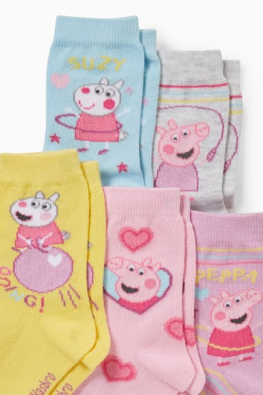 Children - Multipack of 5 - Peppa Pig - socks with motif - light turquoise