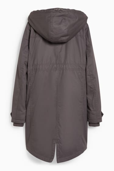 Femmes - Parka de grossesse à capuche avec empiècement porte-bébé - gris foncé