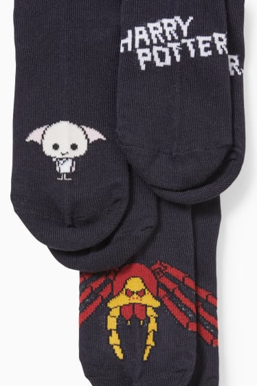 Enfants - Lot de 5 paires - Harry Potter - chaussettes à motif - bleu foncé