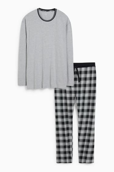 Heren - Pyjama - licht grijs-mix