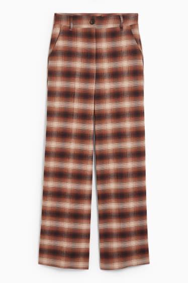 Women - CLOCKHOUSE - cloth trousers - high waist - wide leg - brown / beige
