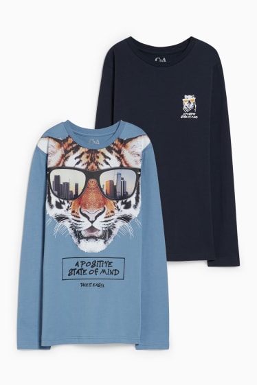 Bambini - Confezione da 2 - maglia a maniche lunghe - blu