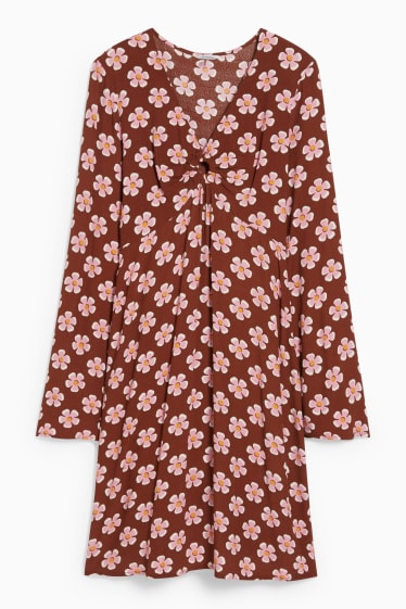 Femmes - CLOCKHOUSE - robe - motif floral - marron / rose