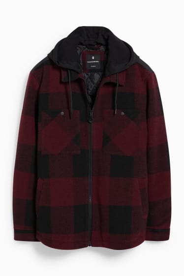 Uomo - CLOCKHOUSE - giacca camicia con cappuccio - a quadretti - bordeaux