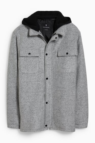 Men - CLOCKHOUSE - shirt jacket with hood - light gray-melange