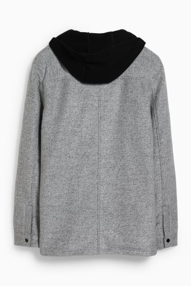 Men - CLOCKHOUSE - shirt jacket with hood - light gray-melange