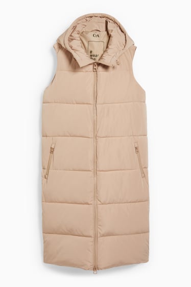 Femmes - Doudoune sans manches à capuche - beige