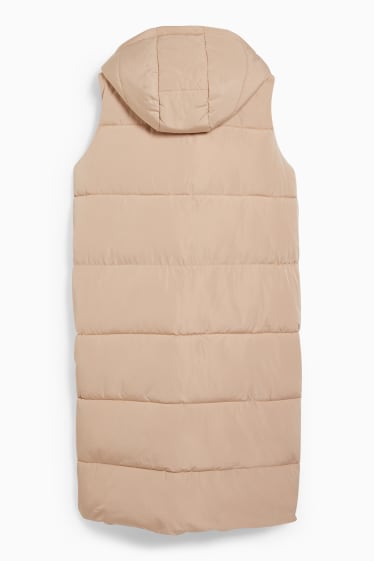 Femmes - Doudoune sans manches à capuche - beige
