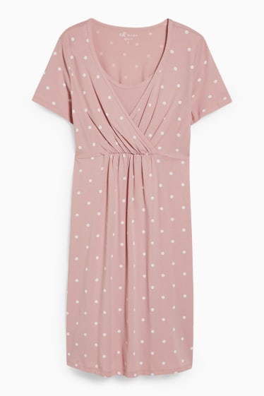 Donna - Camicia da notte per allattamento - a pois - rosa