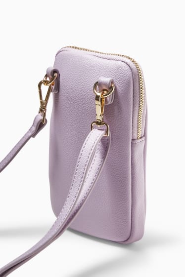 Women - Phone bag - faux leather - light violet
