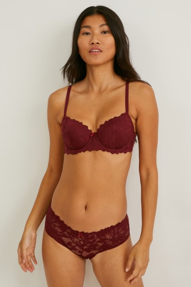 Donna - Reggiseno con ferretti - DEMI - imbottito - bordeaux