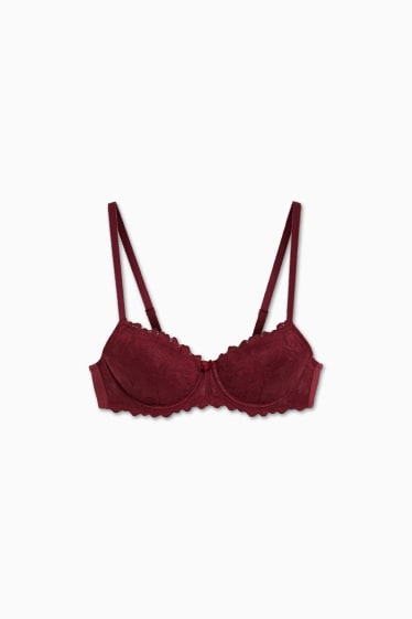 Donna - Reggiseno con ferretti - DEMI - imbottito - bordeaux