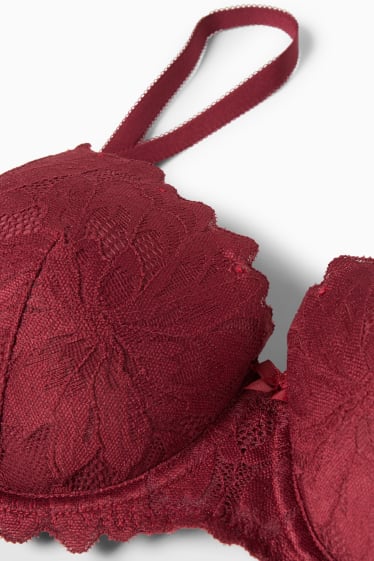 Donna - Reggiseno con ferretti - DEMI - imbottito - bordeaux