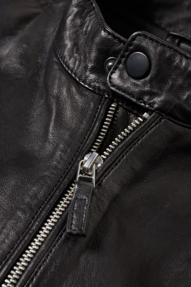 Men - Leather jacket - black