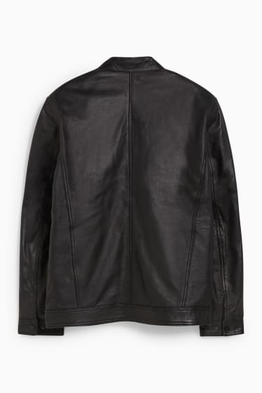 Men - Leather jacket - black