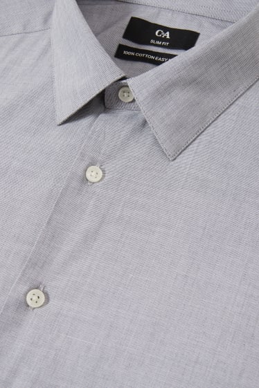 Hommes - Chemise de bureau - slim fit - col kent - facile à repasser - gris clair