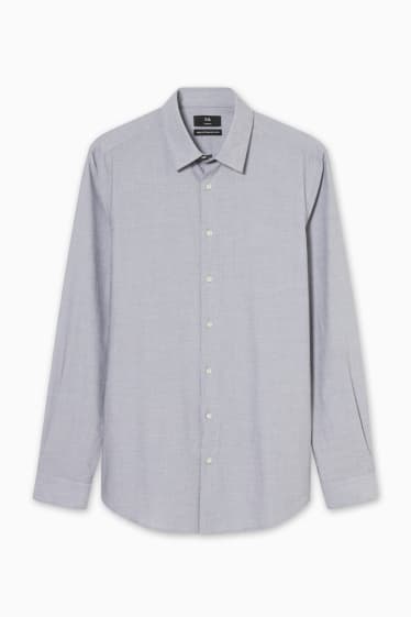Hombre - Camisa - slim fit - kent - de planchado fácil - gris claro