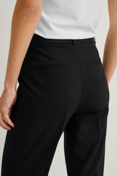 Women - Business trousers - mid-rise waist - slim fit - black