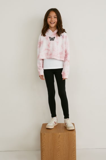 Kinderen - Set - hoodie, hemdje en legging - 3-delig - roze