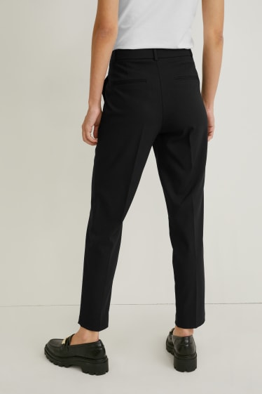 Women - Business trousers - mid-rise waist - slim fit - black