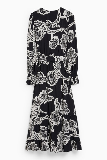 Women - Fit & flare dress - floral - black / white