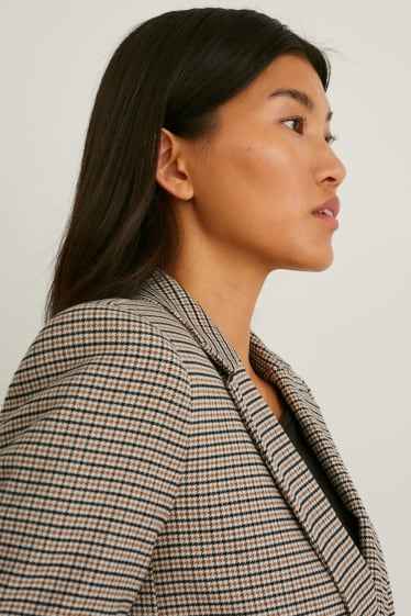 Women - Blazer - regular fit - check - brown / beige