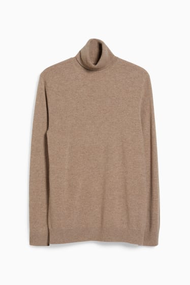 Uomo - Maglione a dolcevita di cashmere - tortora