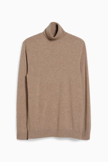 Herren - Kaschmir-Rollkragenpullover - taupe