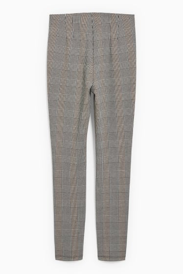Dames - Jersey broek - skinny fit - geruit - grijs / beige
