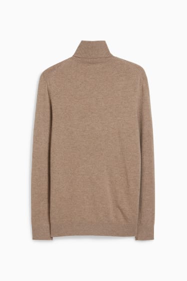 Uomo - Maglione a dolcevita di cashmere - tortora