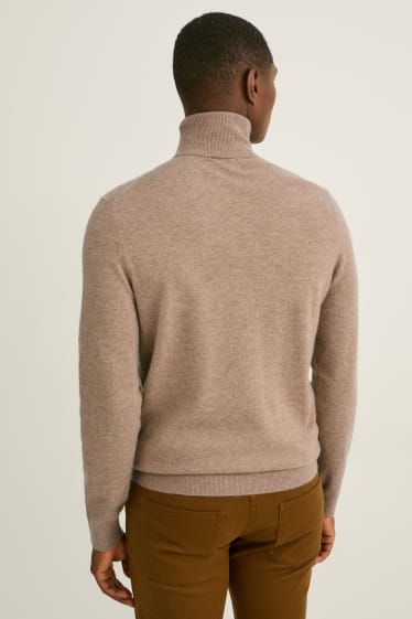 Uomo - Maglione a dolcevita di cashmere - tortora