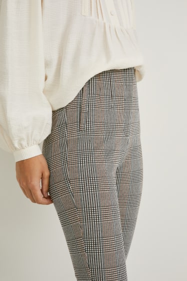 Femmes - Pantalon en jersey - skinny fit - à carreaux - gris / beige