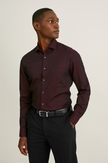 Men - Business shirt - regular fit - cutaway collar - easy-iron - dark red