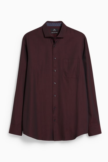 Men - Business shirt - regular fit - cutaway collar - easy-iron - dark red