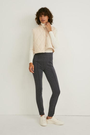 Femei - Pantaloni din jerseu - skinny fit - în carouri - gri melanj