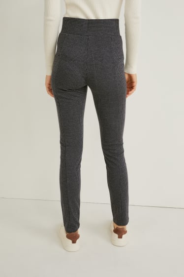 Donna - Pantaloni di jersey - skinny fit - a quadretti - grigio melange