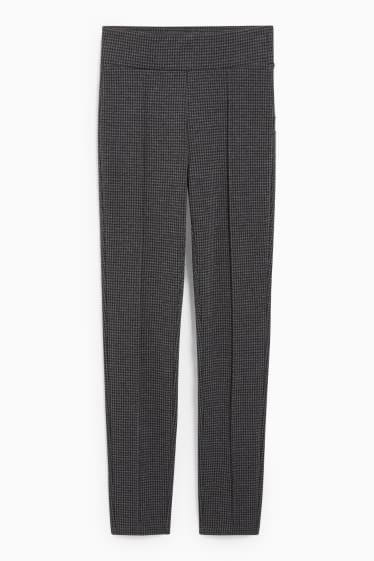 Donna - Pantaloni di jersey - skinny fit - a quadretti - grigio melange