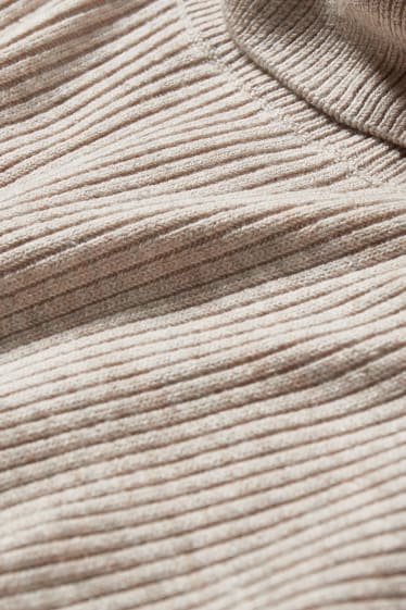 Women - Polo neck jumper - beige-melange