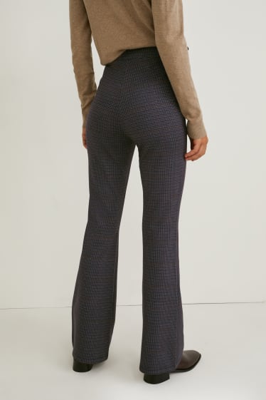 Femmes - Pantalon de jersey - flared - à carreaux - gris chiné