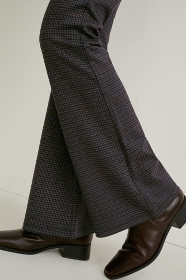 Donna - Pantaloni di jersey - flared - a quadretti - grigio melange