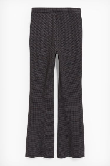 Donna - Pantaloni di jersey - flared - a quadretti - grigio melange