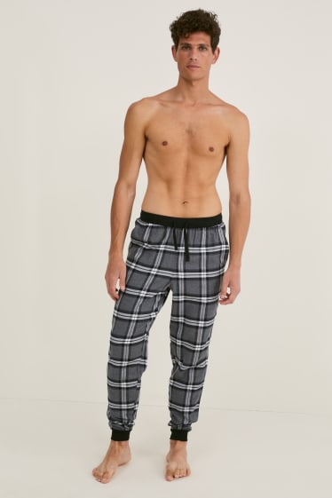 Mężczyźni - Flanelowe spodnie od piżamy - w kratę - szary-melanż